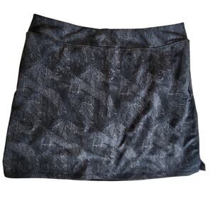 RAD Ryandrew Pull-on Skort Skirt black & gray sz XL, Zipper Pockets, 18" length